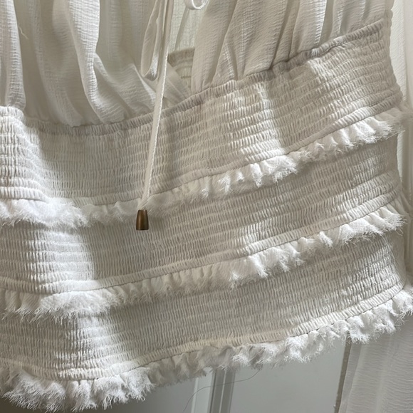 Shirred Cropped Sheer Long Sleeve Tiered shirt. Must bundle with other item/s. - Picture 4 of 4